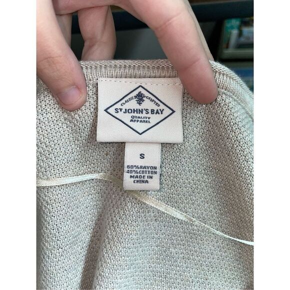 St. John’s Bay Cream and Pink Stripe Sweater - Picture 4 of 4